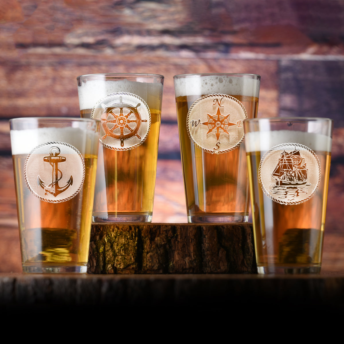 Nautical Beach Pint Glass