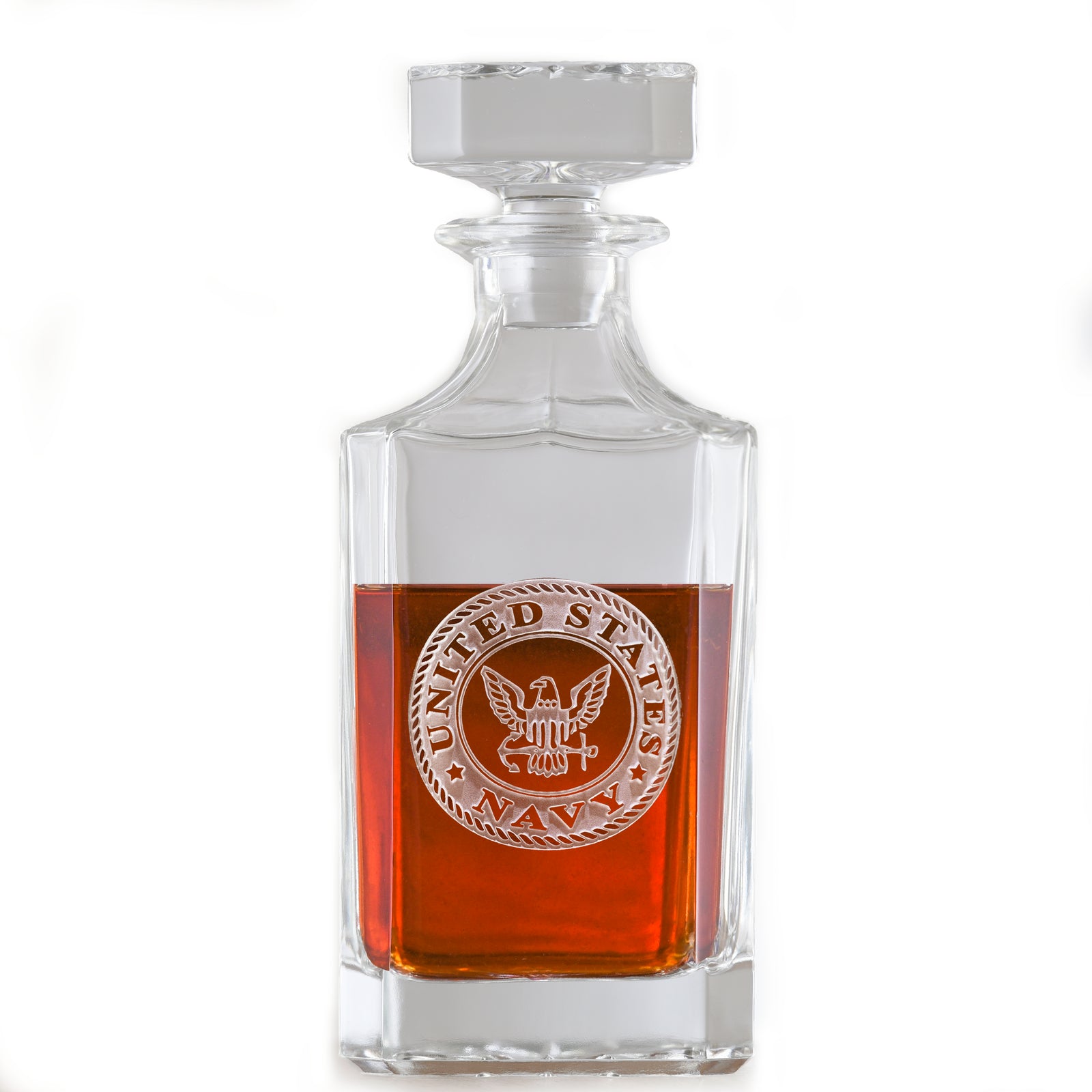 Navy - Engraved Square Whiskey Decanter