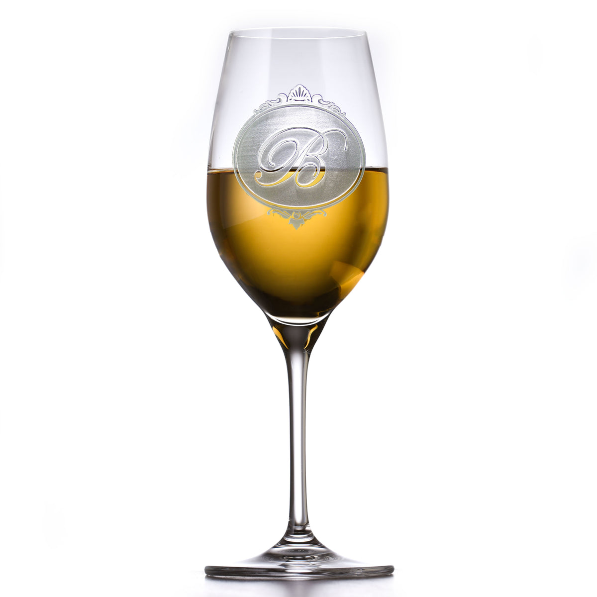 Engraved, Monogrammed Crystal White Wine Glass