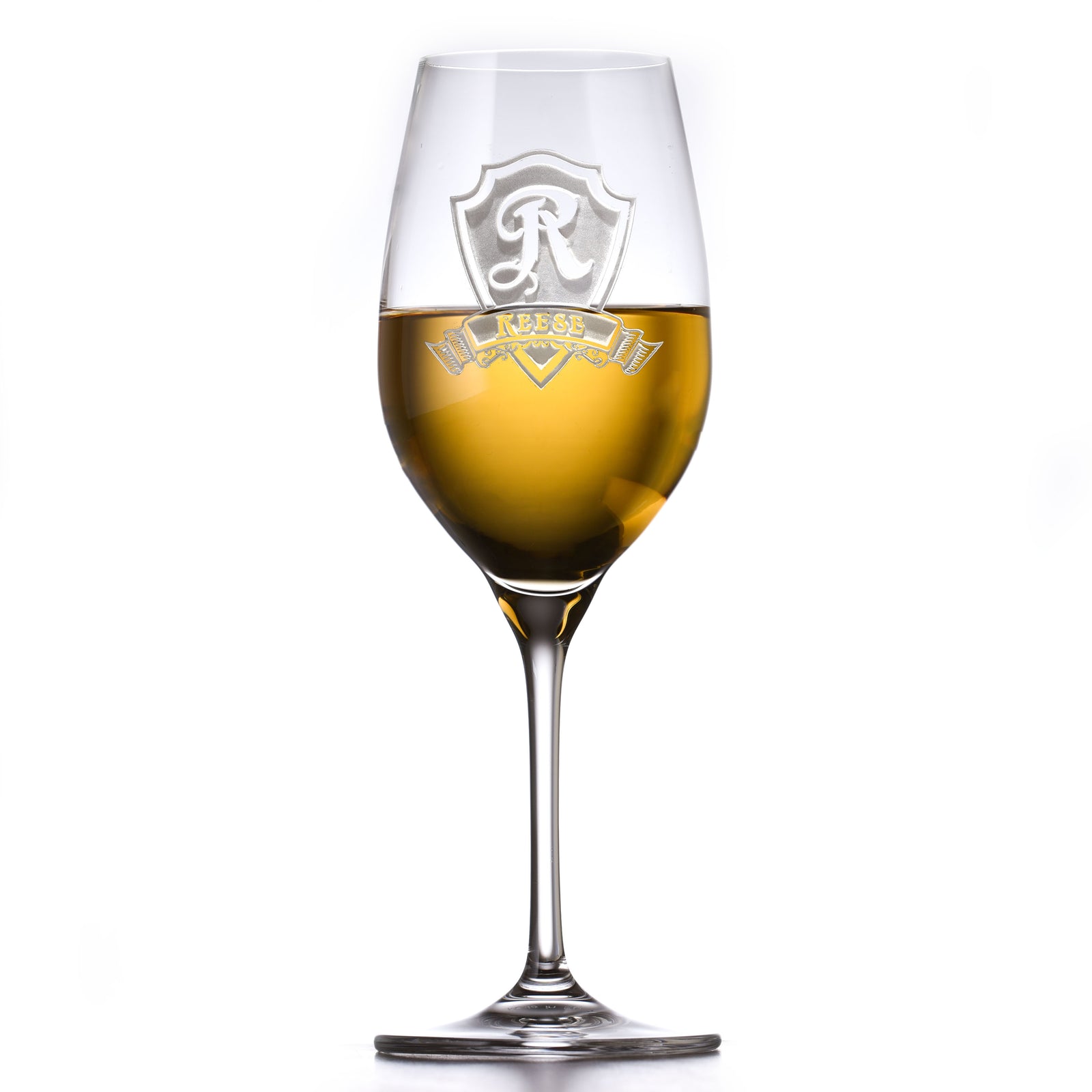 Engraved Crystal White Wine Glass, Personalized