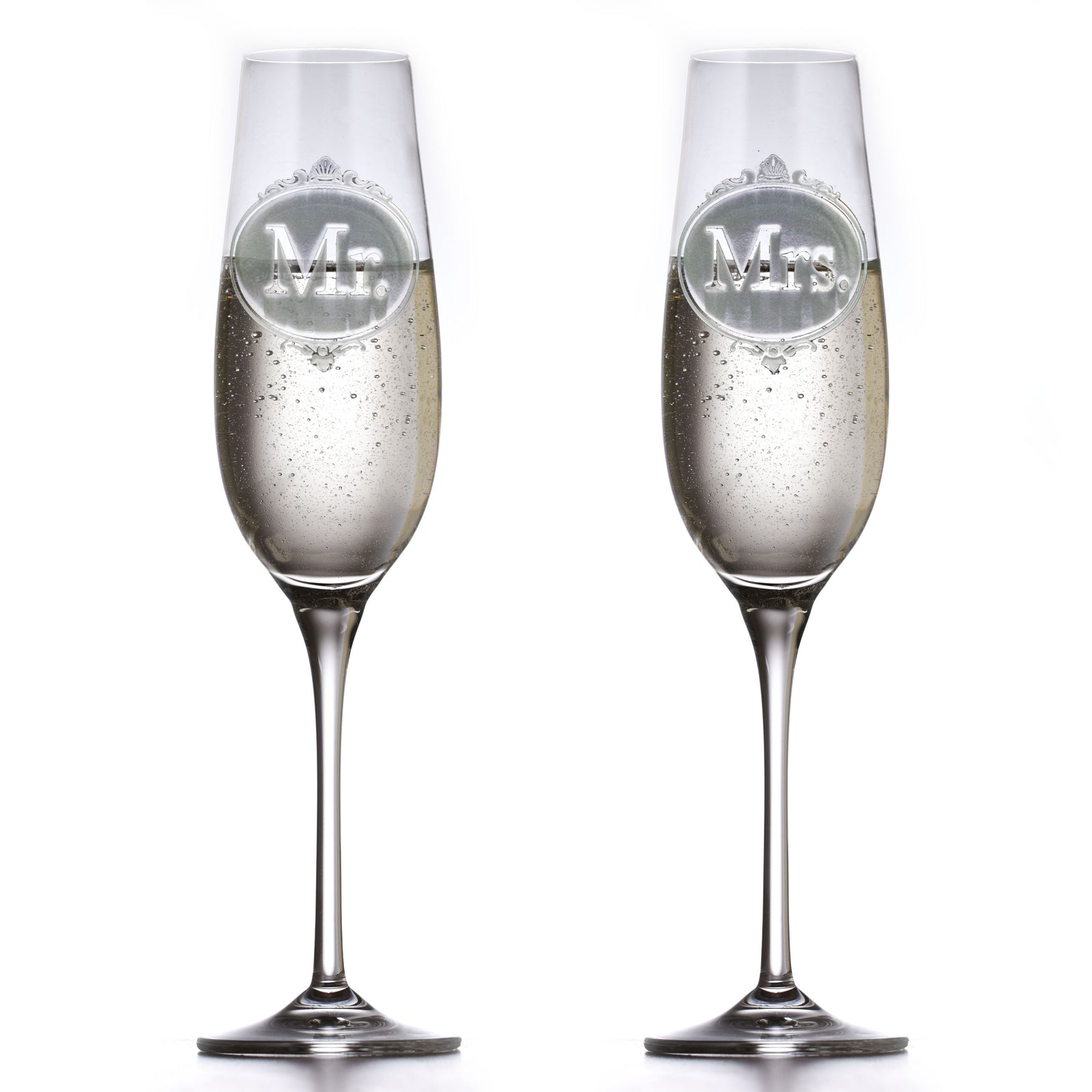 Engraved Crystal, Mr & Mrs Toasting Flutes