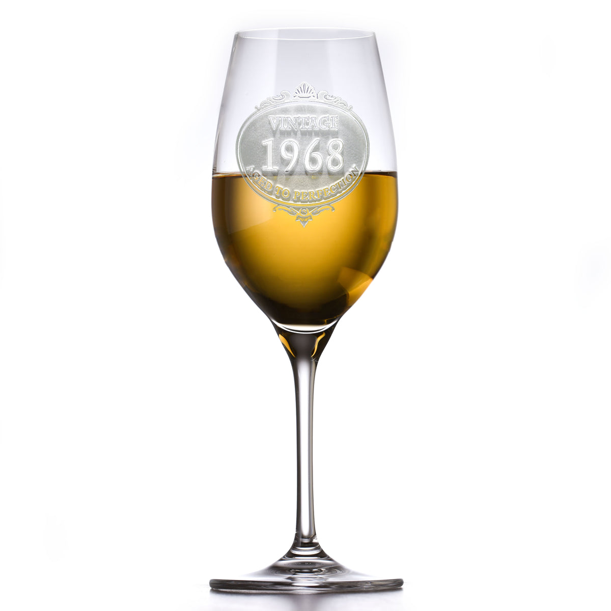 Crystal White Wine Glass, Vintage Year Birthday Gift