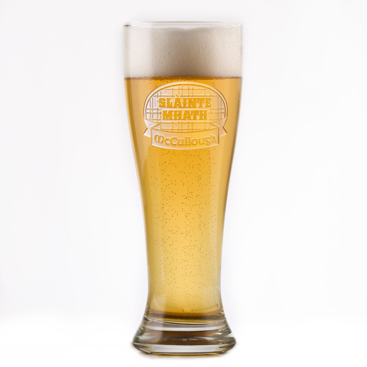 Scottish Toast "Slainte Mhath" Engraved Pilsner, Beer Glass
