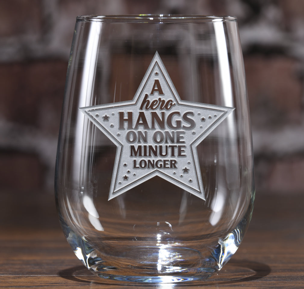 Heroes of Coronavirus, Thank You, Stemless Wine Glass