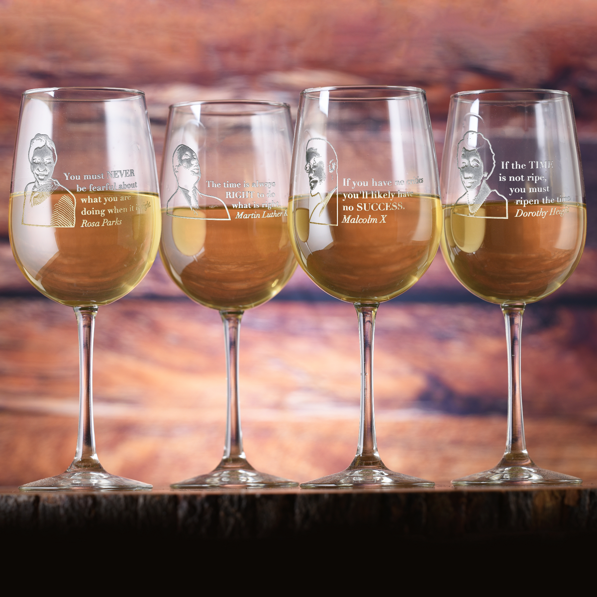 Black Leader Quotes Wine Glass Set "Love Knows No Color"