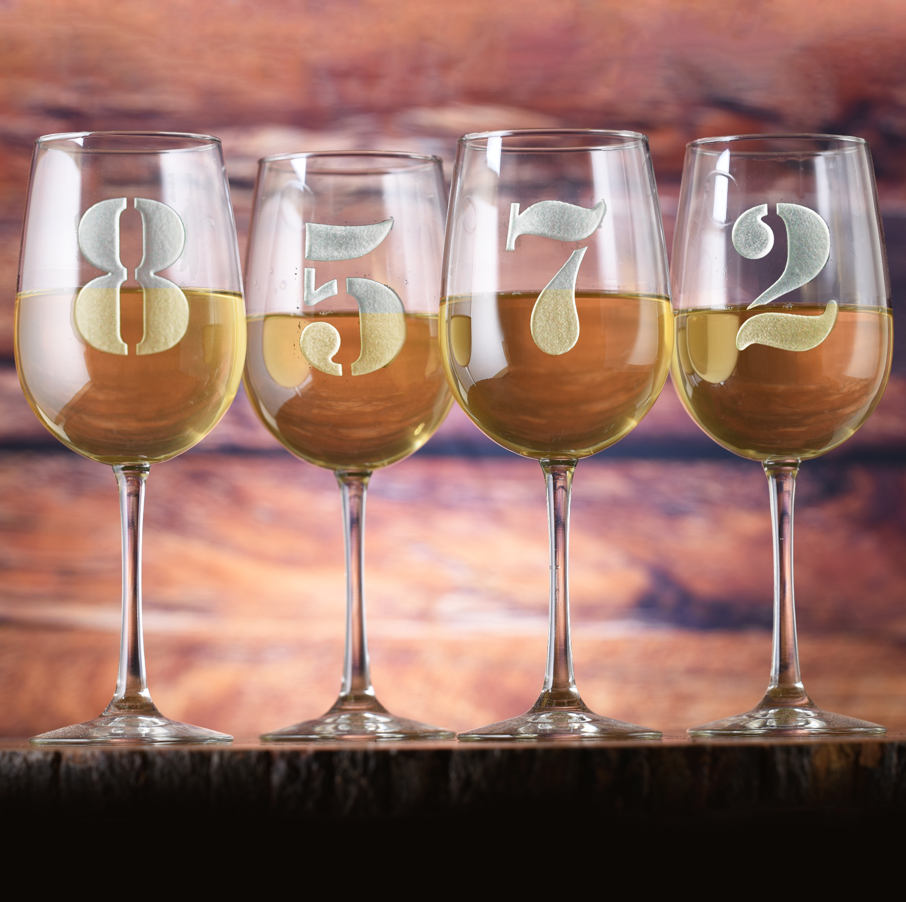 8 wine glass set Numbered Wine Glasses Set
