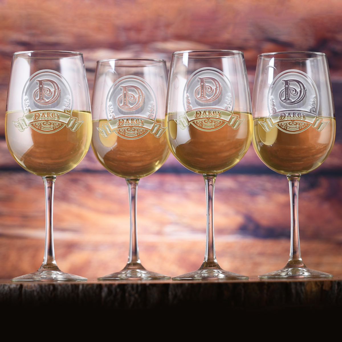Monogrammed Wine Glasses Set of 4