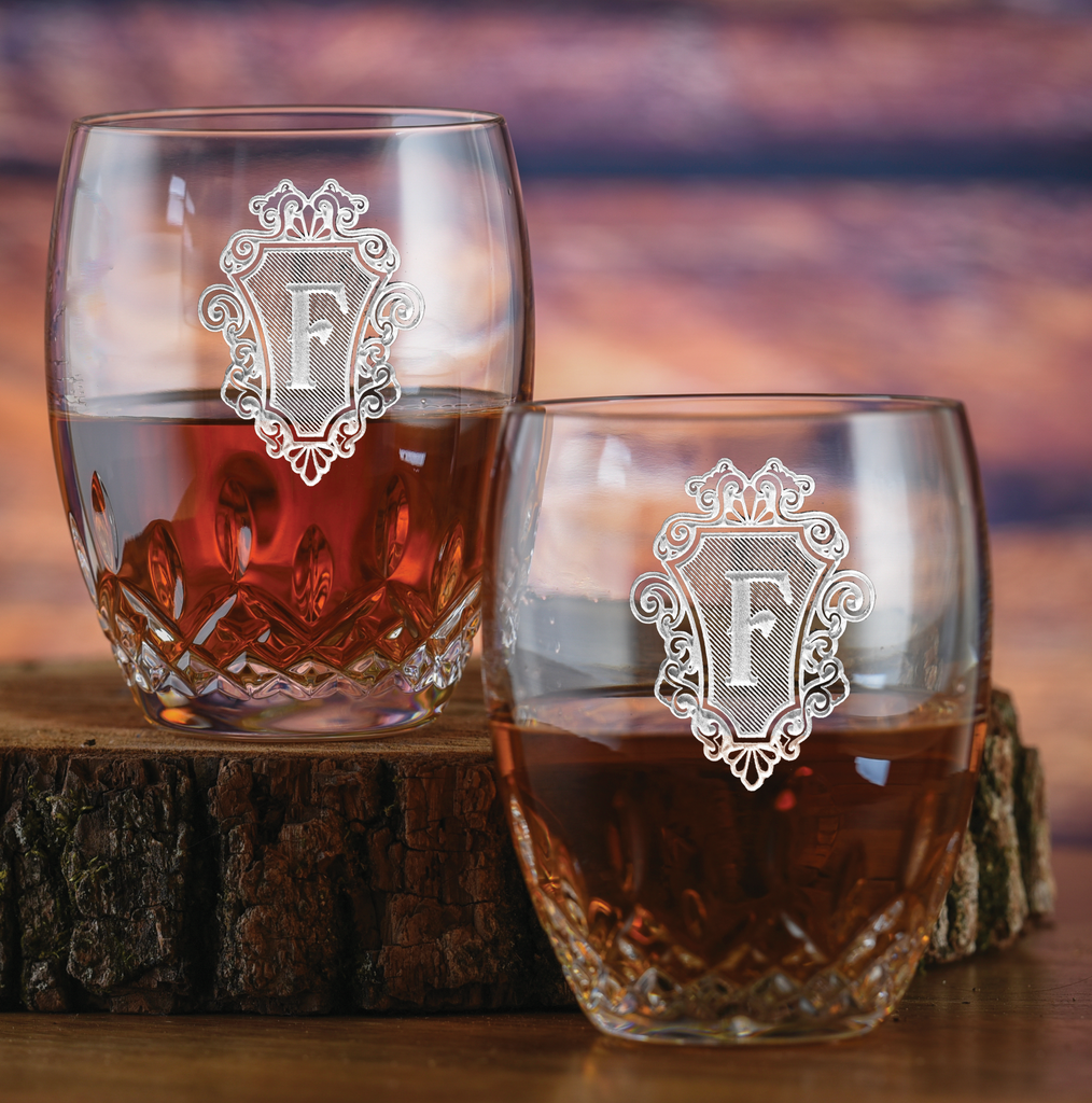 Monogrammed Crystal Whiskey Glasses Set