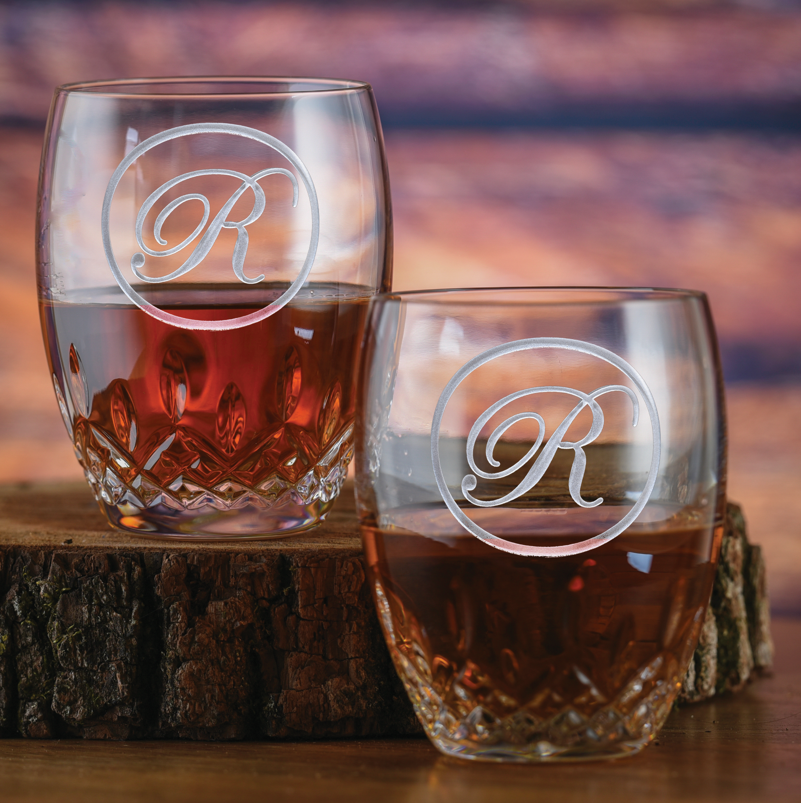 Engraved, Waterford Crystal DOF Glass, Pair