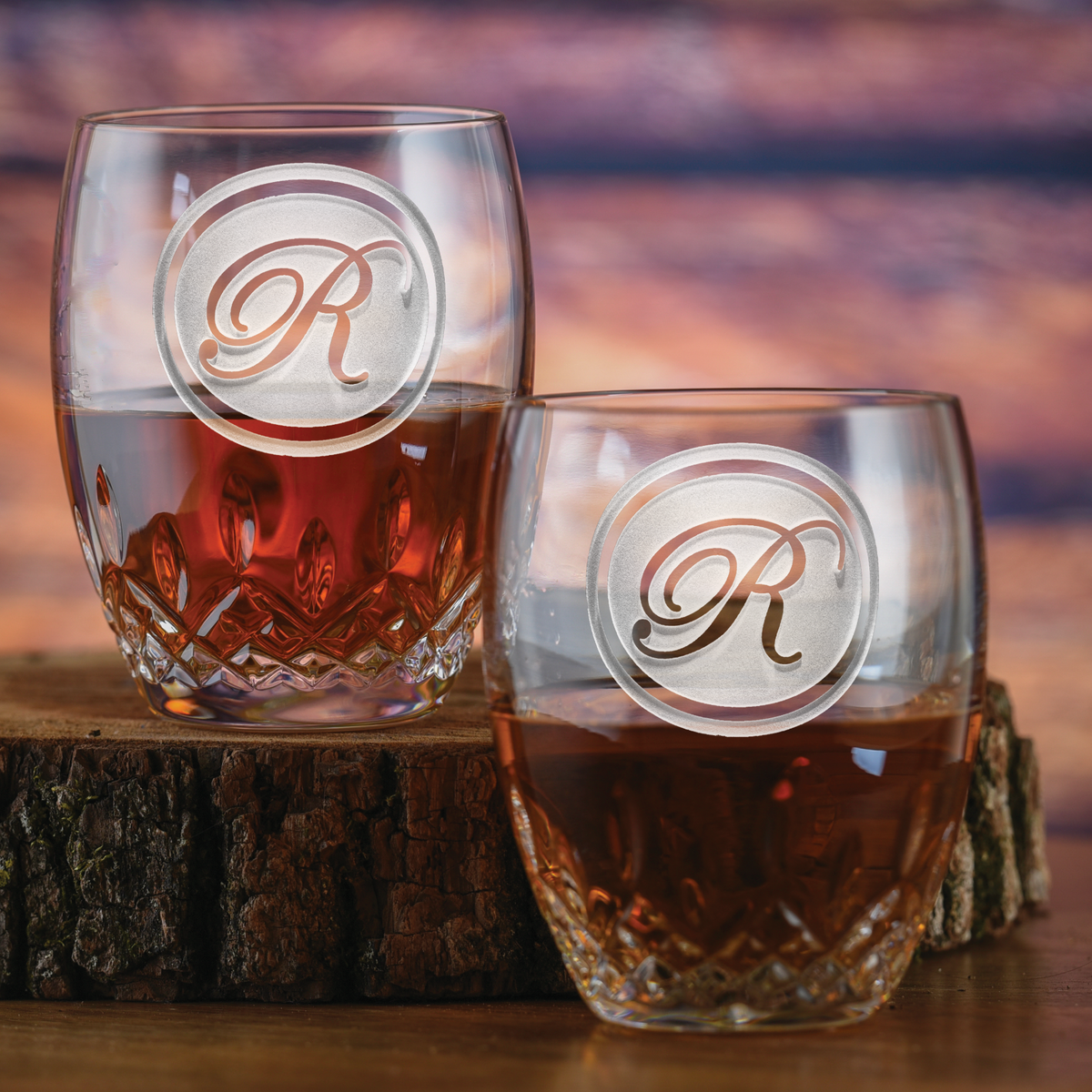 Engraved, Waterford Crystal Rocks Glasses, Pair