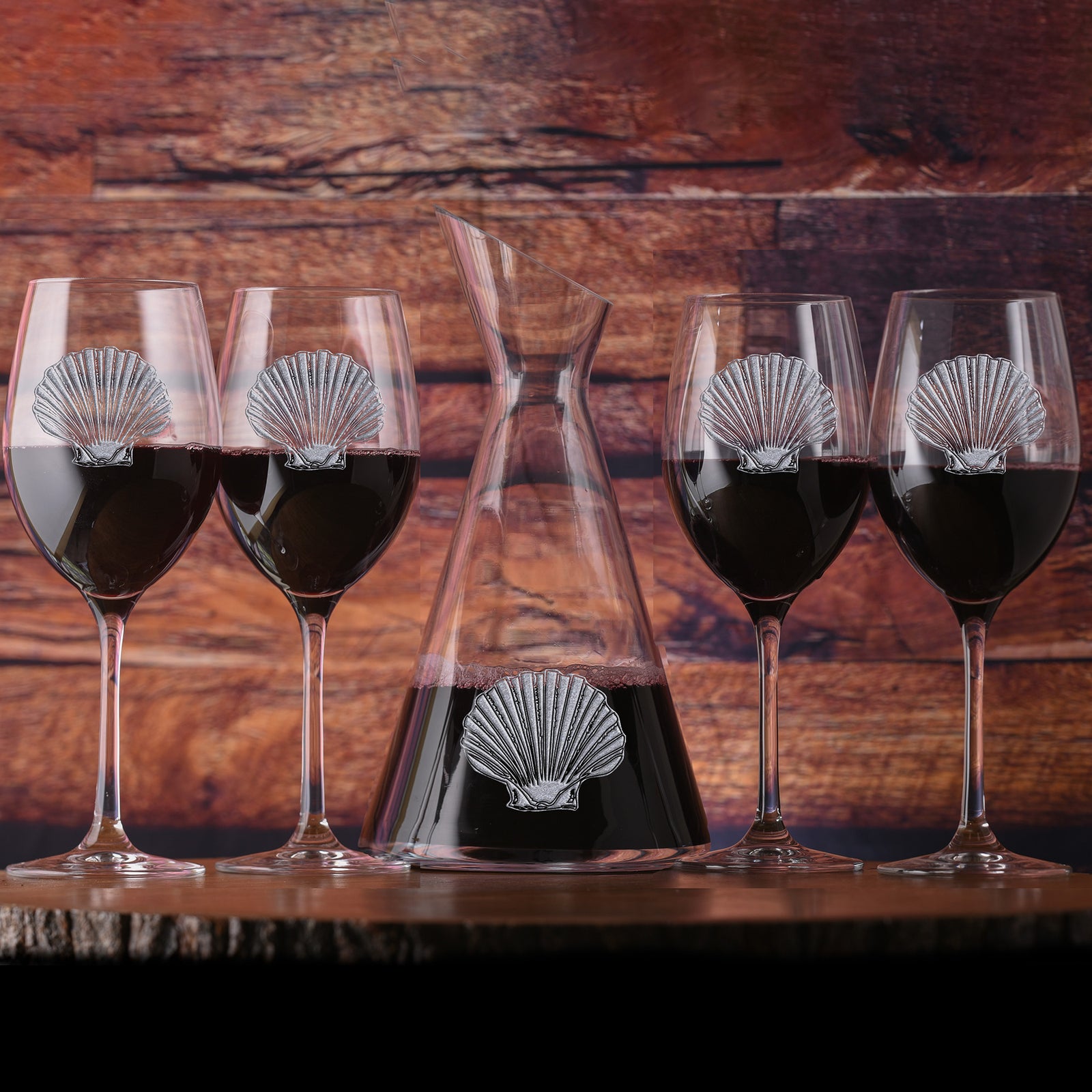 Seashell Engraved, Crystal Wine Decanter Gift Set