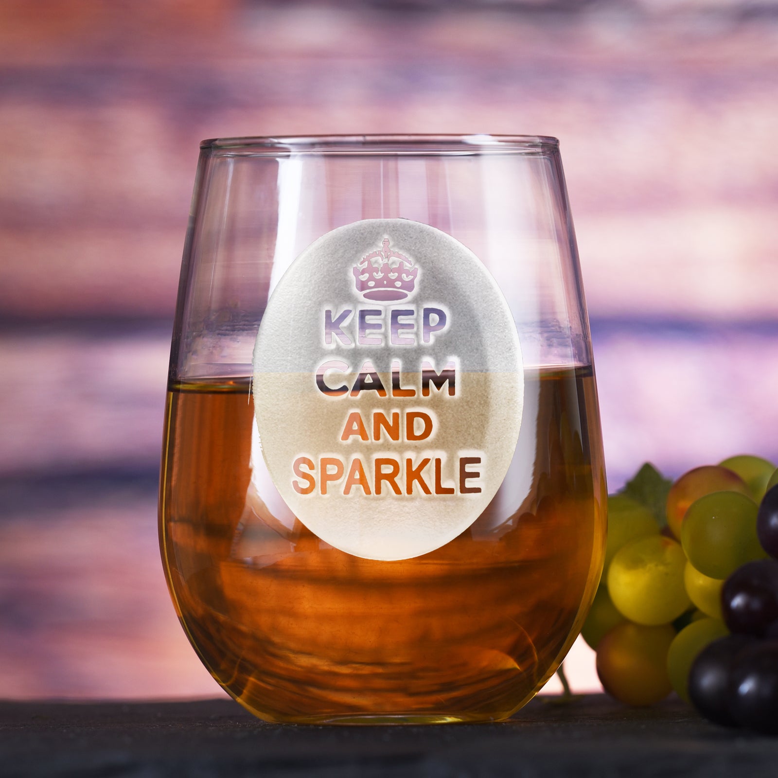 Keep Calm Sparkle Stemless Wine