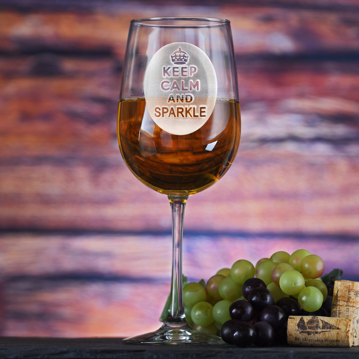 Keep Calm Sparkle Wine Glass