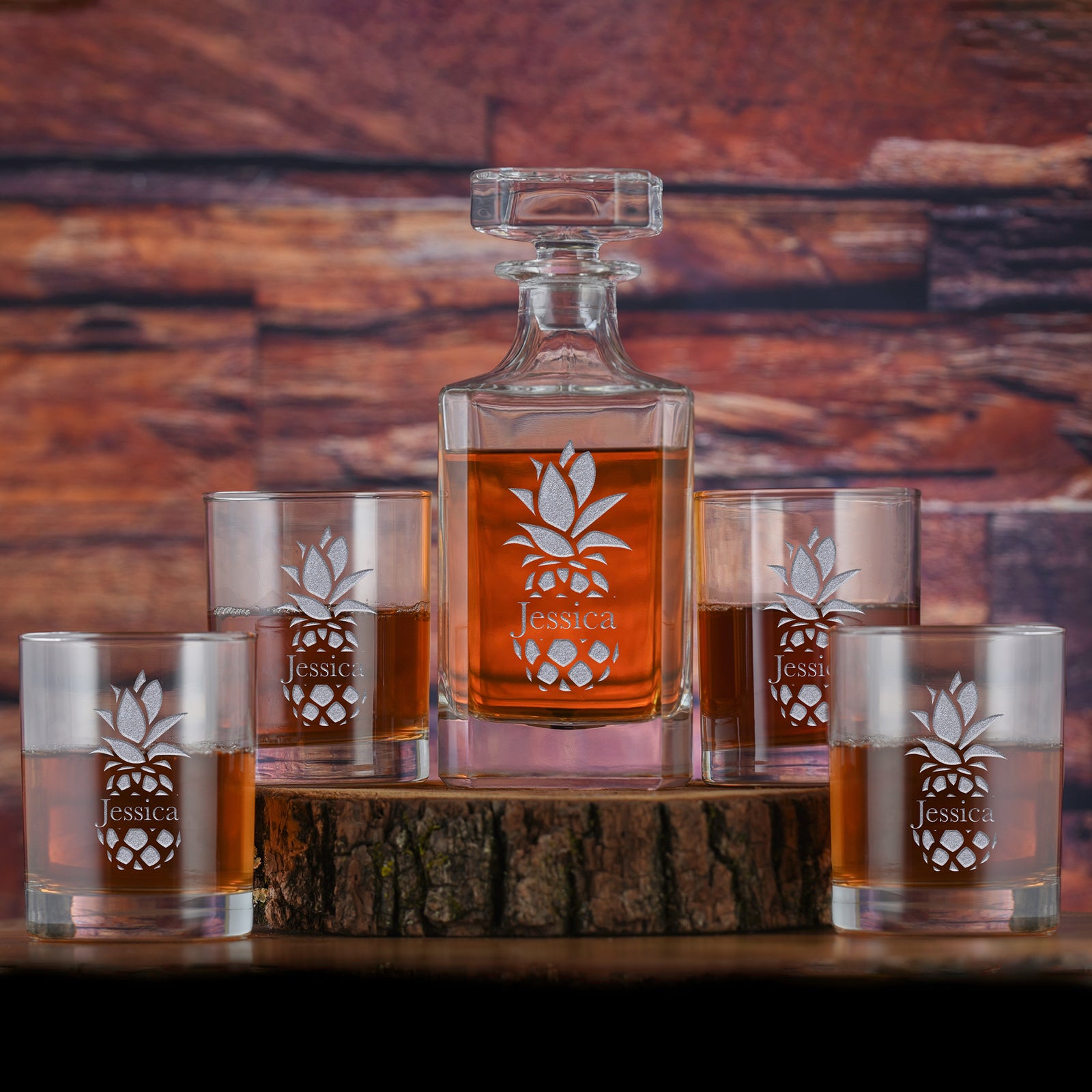Custom Pineapple Decanter And Glasses Gift (Set of 5)