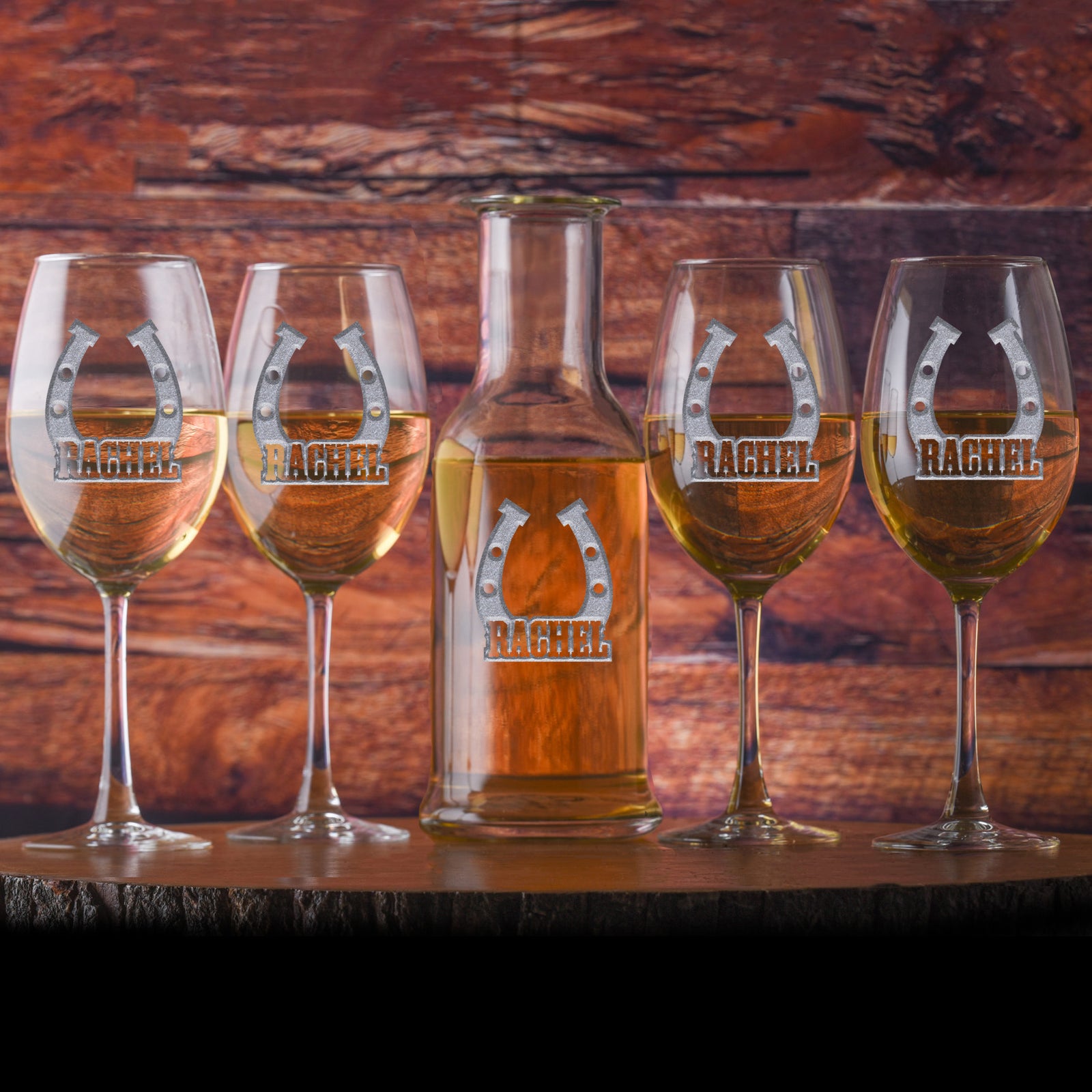 Custom Horse Lover Crystal Wine Carafe & Glasses Gift Set