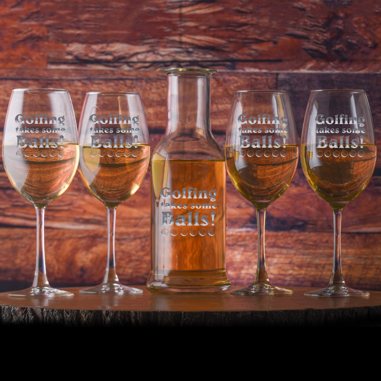 Golfing Takes Some Balls, Crystal Wine Carafe Gift Set