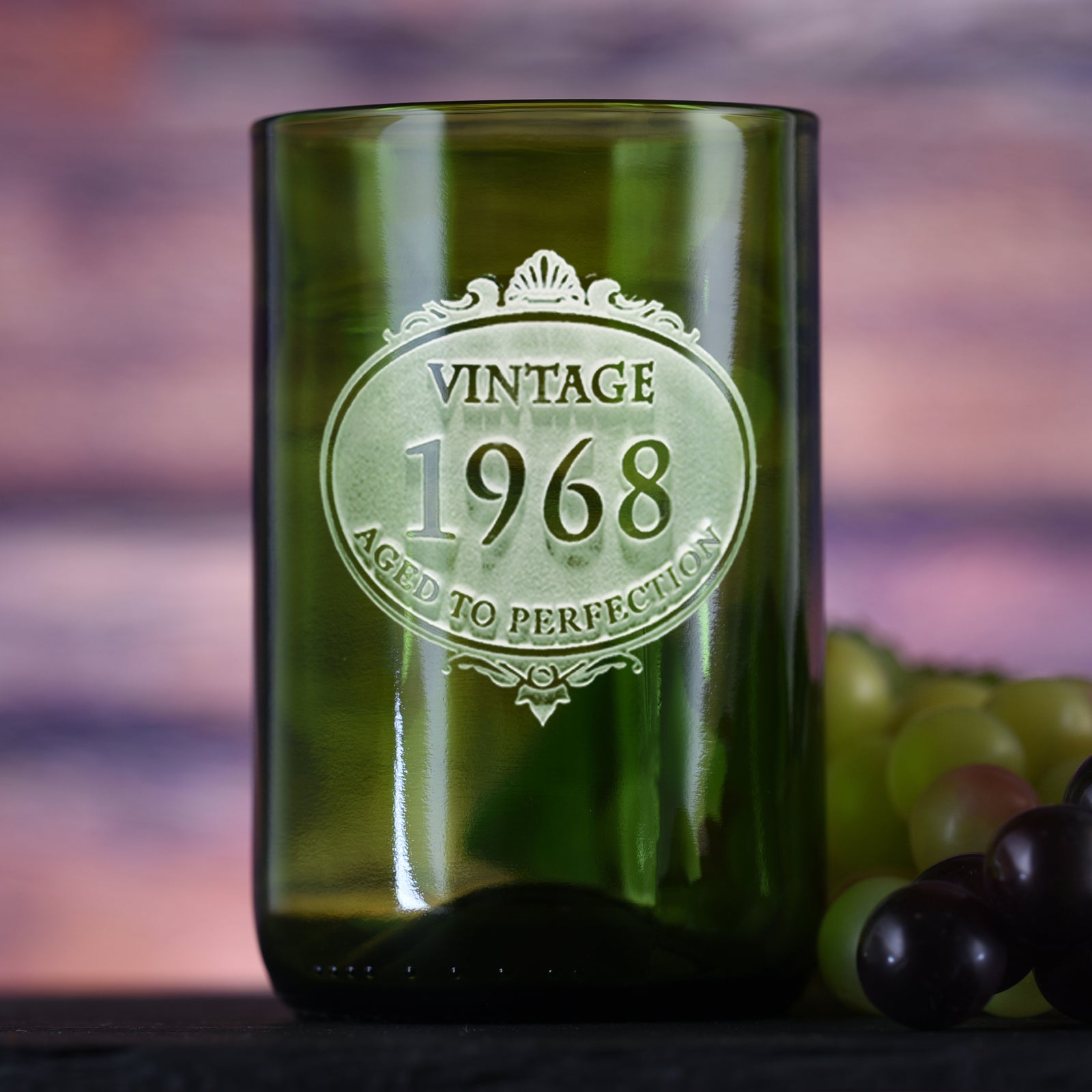 Engraved Birthday Gift, Green, Recycled Wine Bottle Glass Tumbler