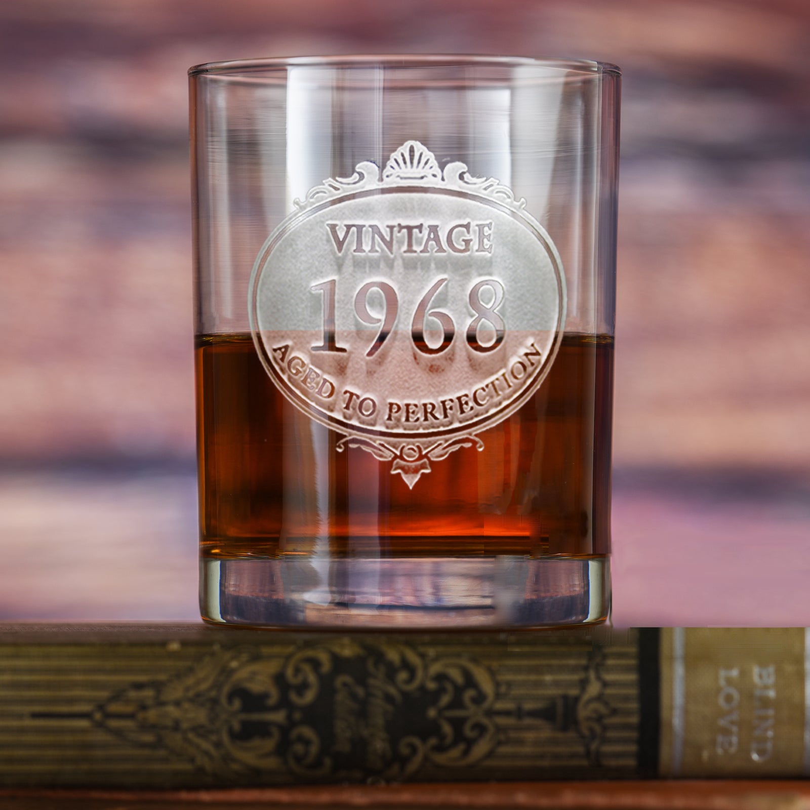 Engraved Vintage Whiskey Glass