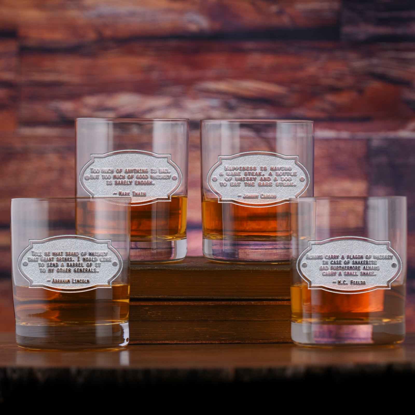 Famous Whiskey Quotes Rocks, DOF Glass Set