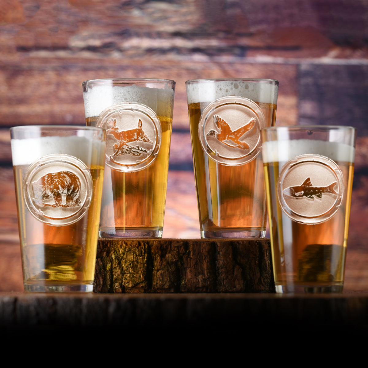 Wildlife Animals Etched Glassware | Rustic Drinking Glasses– Crystal ...
