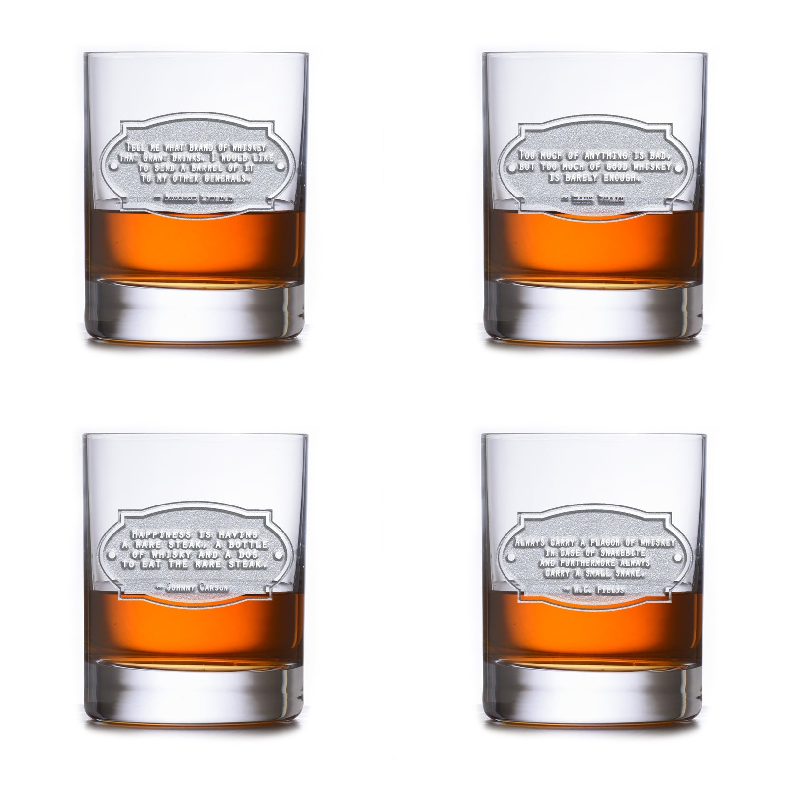 Famous Whiskey Quotes Rocks, DOF Glass Set
