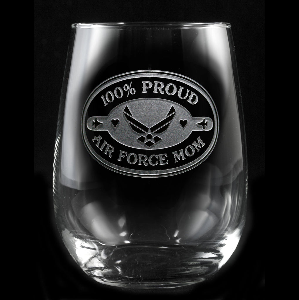Air Force Mom Stemless Wine Glass