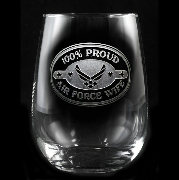 Air Force Wife Stemless Wine Glass