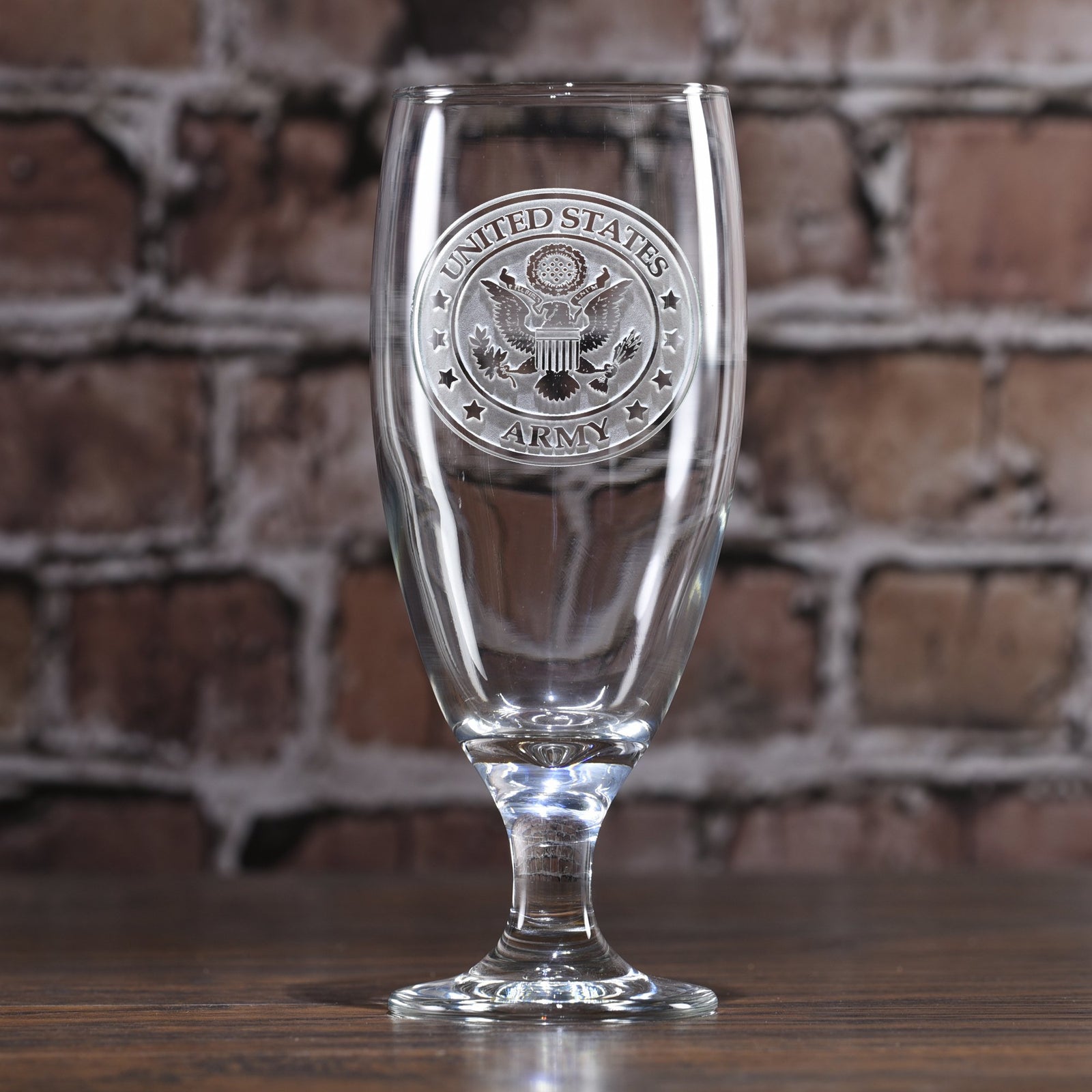 Engraved Army Water. Iced Tea Goblet