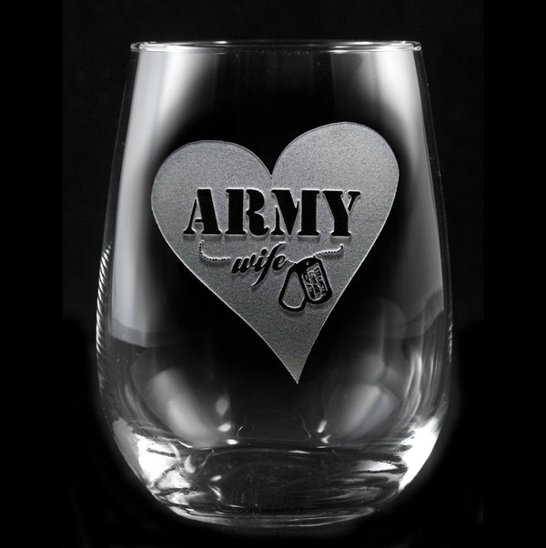 Army Wives Stemless Wine Glass