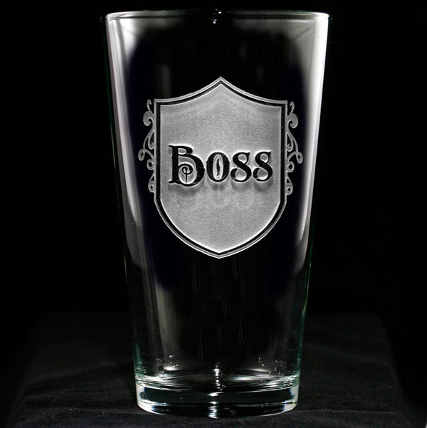 Boss Engraved Pub Pint Beer Glasses. Boss Gifts