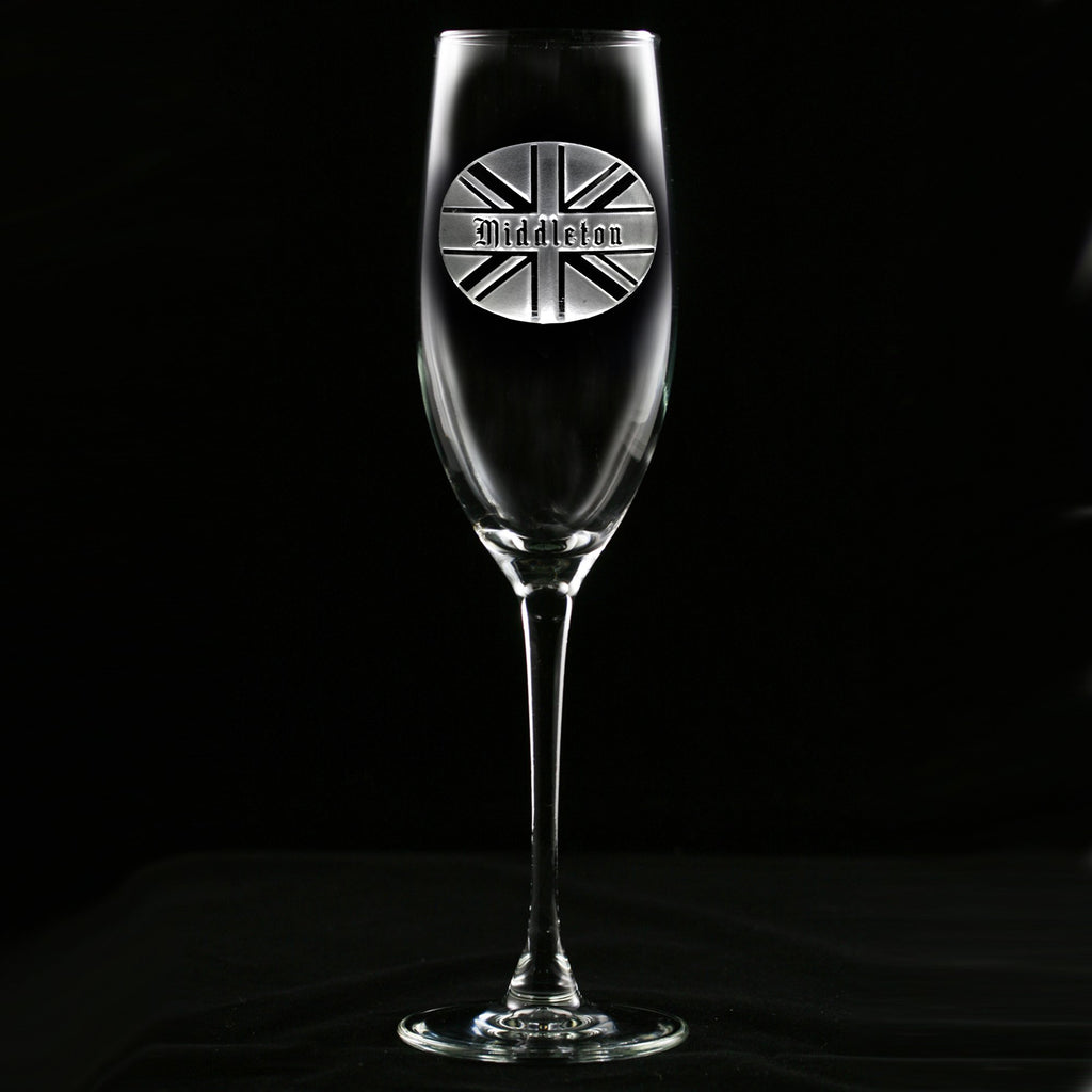 British Flag Engraved Personalized Champagne Flute