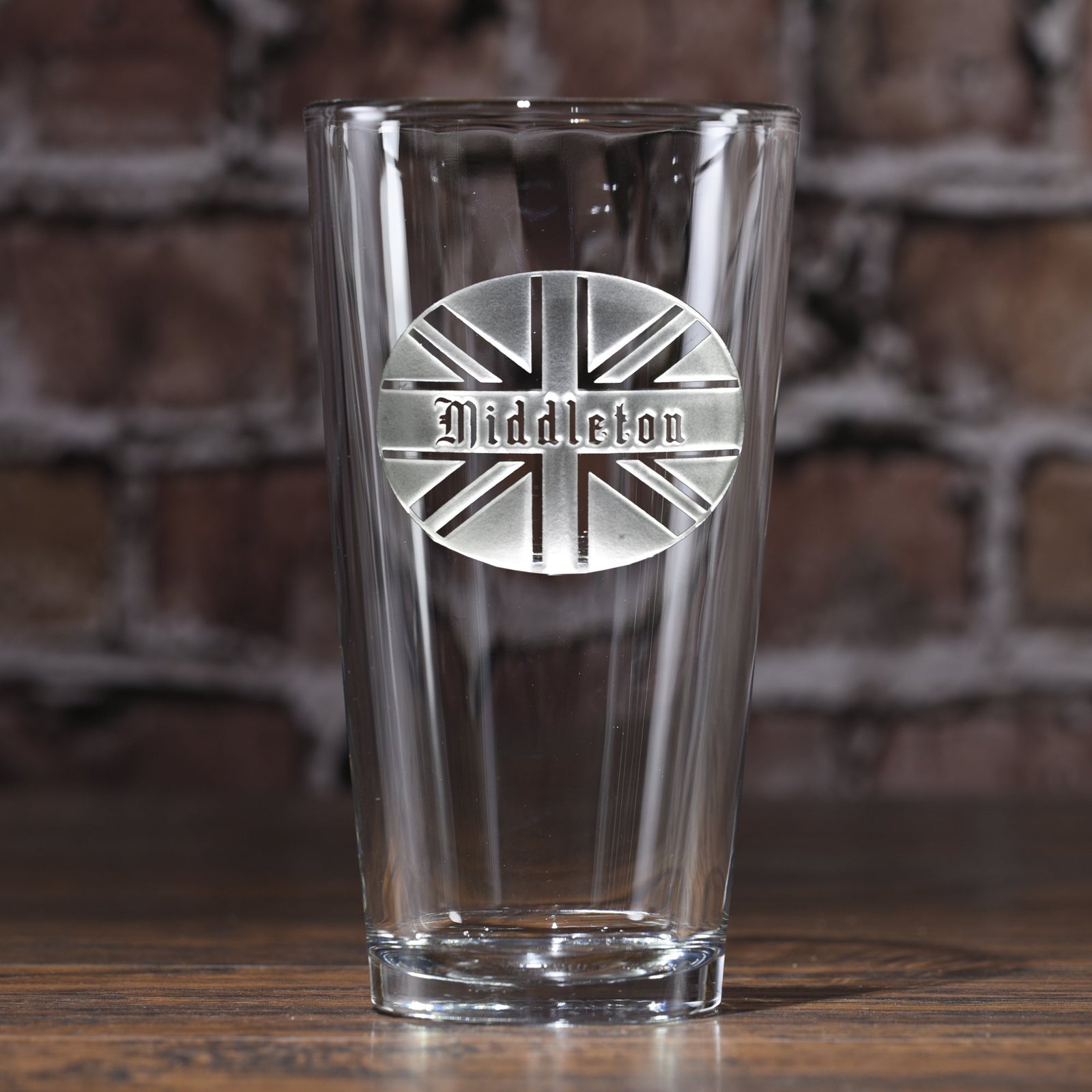 British Flag Monogram Pub Glass