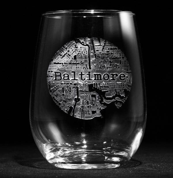 Street Maps Stemless Wine Glass *NOTE: ONE CITY PER COMPLETED ORDER