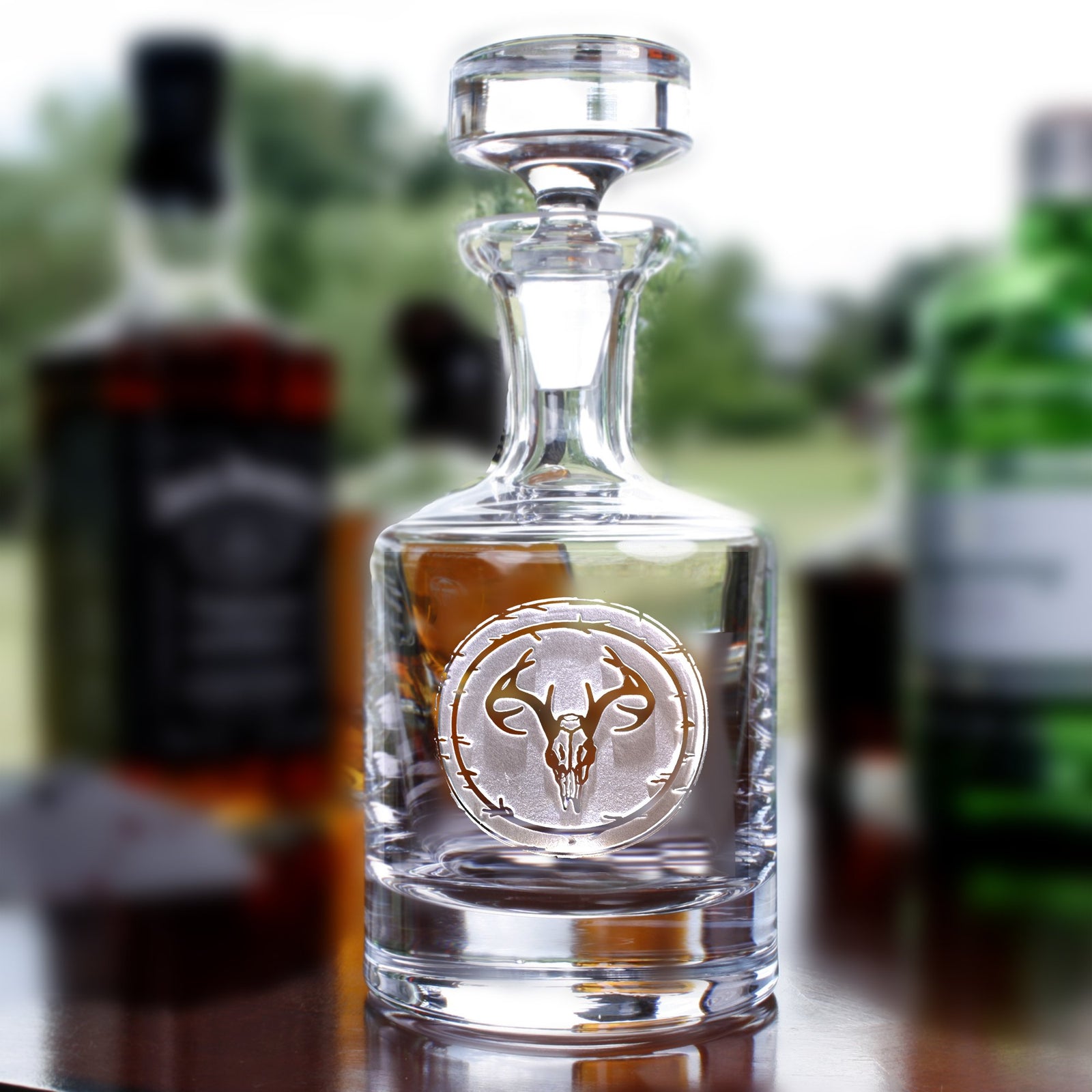 Deer Skull Antlers Whiskey Decanter