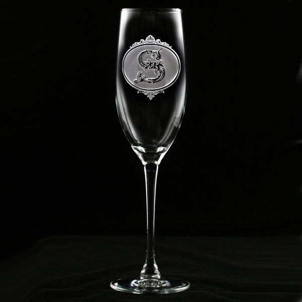 Monogrammed Engraved Champagne Glasses Flutes