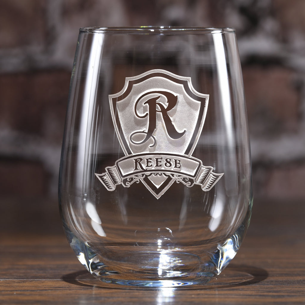 Engraved Large Stemless Wine Glass
