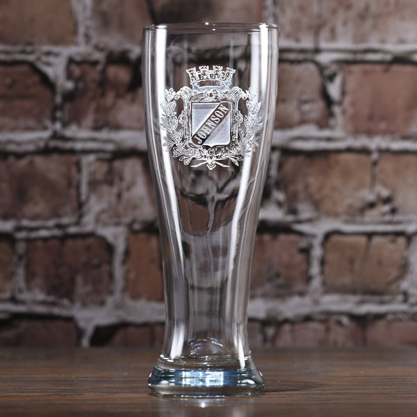 Pilsner Beer Glass. Family Crest