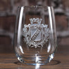 Family Crest Engraved Stemless Wine Glass