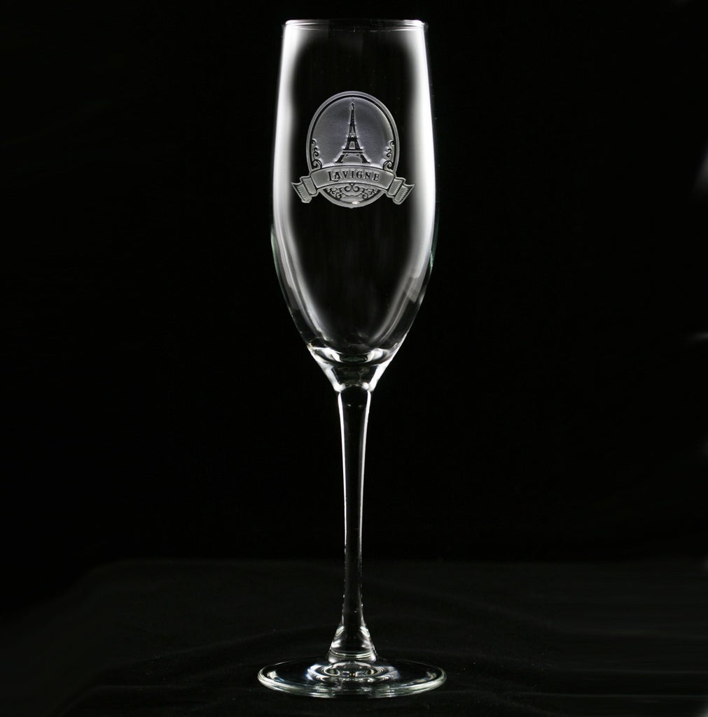 Eiffel Tower Engraved Champagne Flute Glass