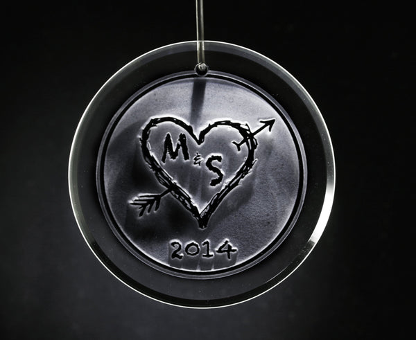 Engraved Heart and Initials Ornament