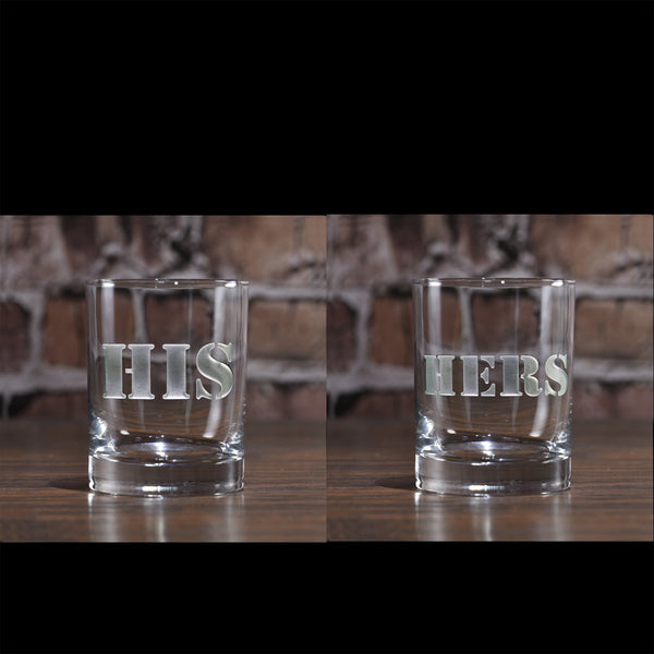 His and Hers Whiskey Scotch Glasses. Engraved