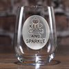Keep Calm and Sparkle Stemless Wine Glasses