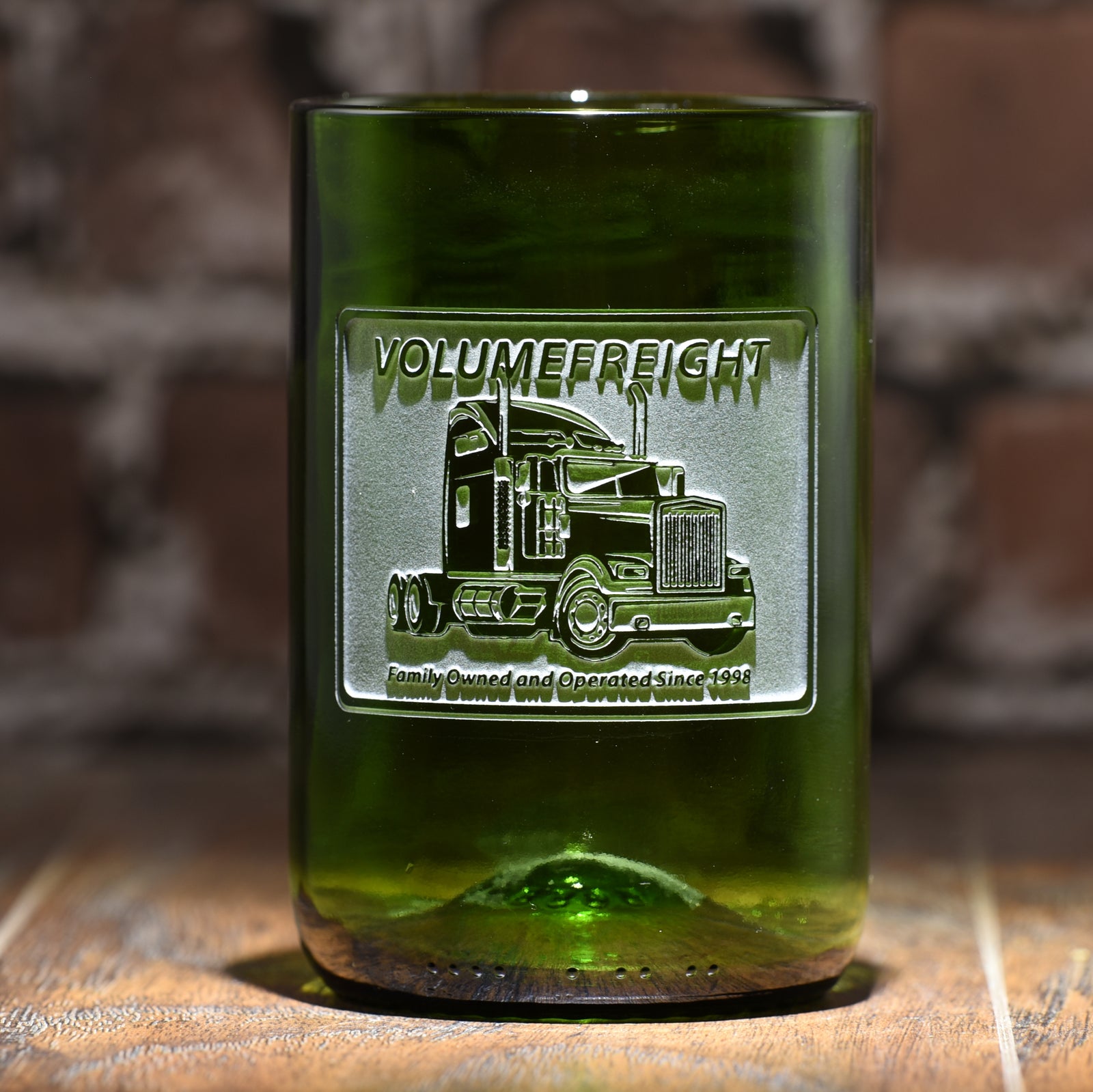 Green, Recycled Wine Bottle Glass - with Your Logo