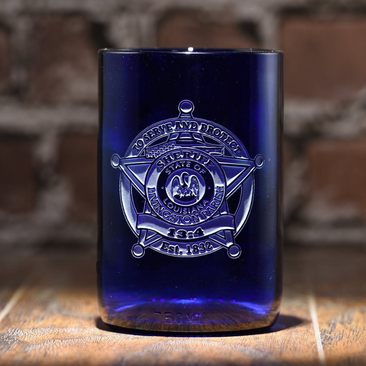 Cobalt Blue, Recycled Wine Bottle Glass - with Your Logo