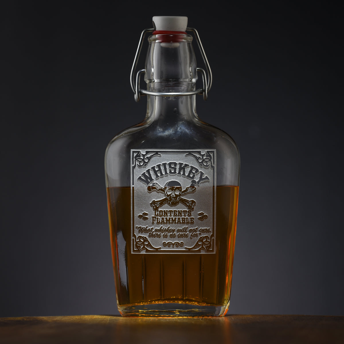 Whiskey "Contents Flammable" Flask, Cool Gift for Him or Her