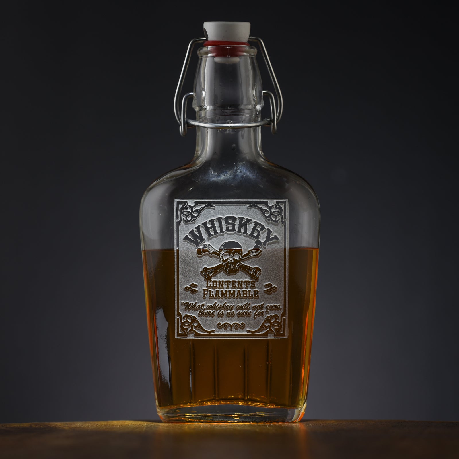 Whiskey "Contents Flammable" Flask, Cool Gift for Him or Her