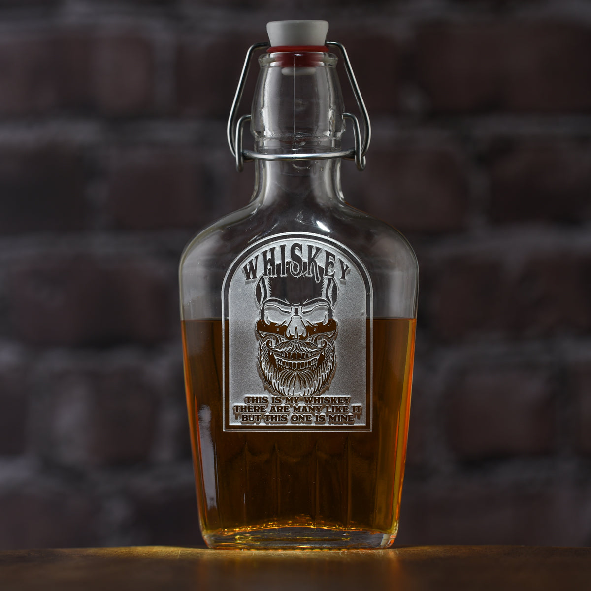 Badass Whiskey Flask, Skull with Beard