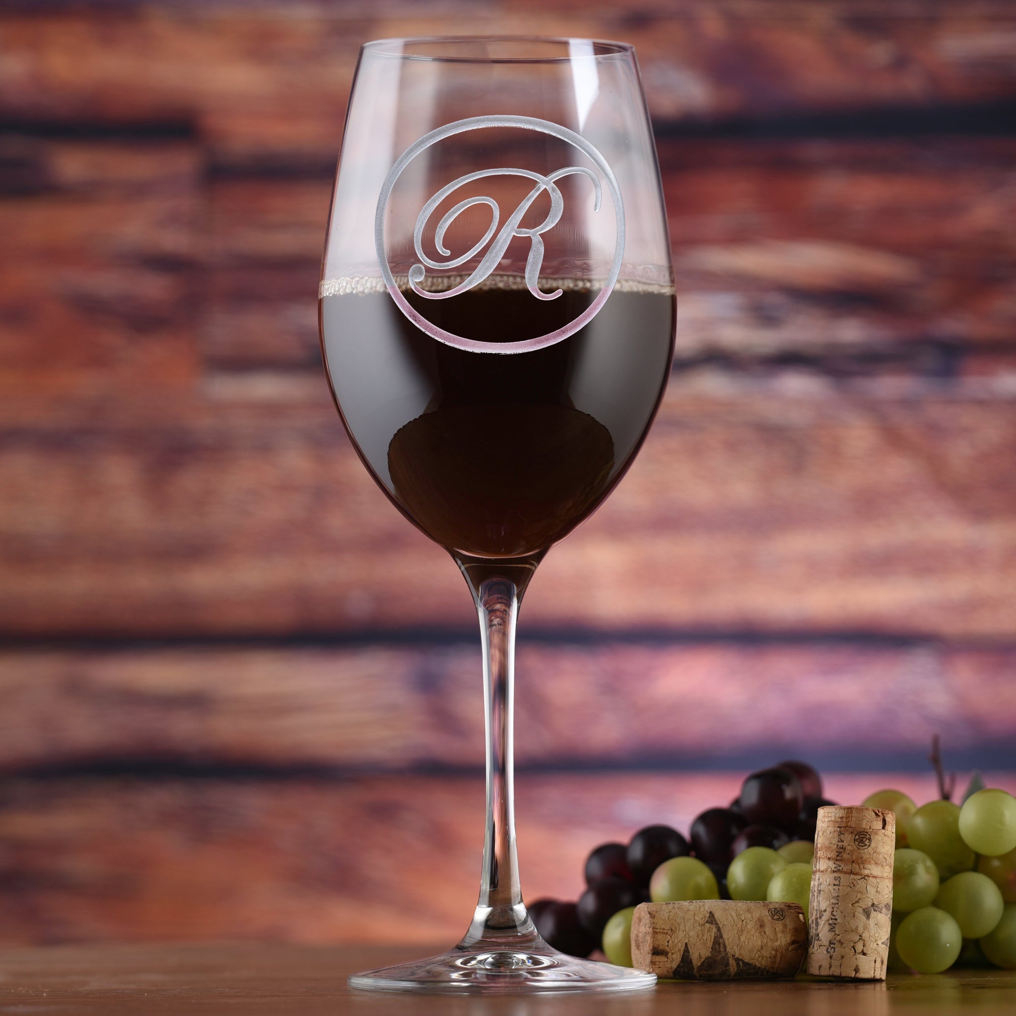 Etched Crystal Wine Glasses, Monogrammed Wine Glass Set