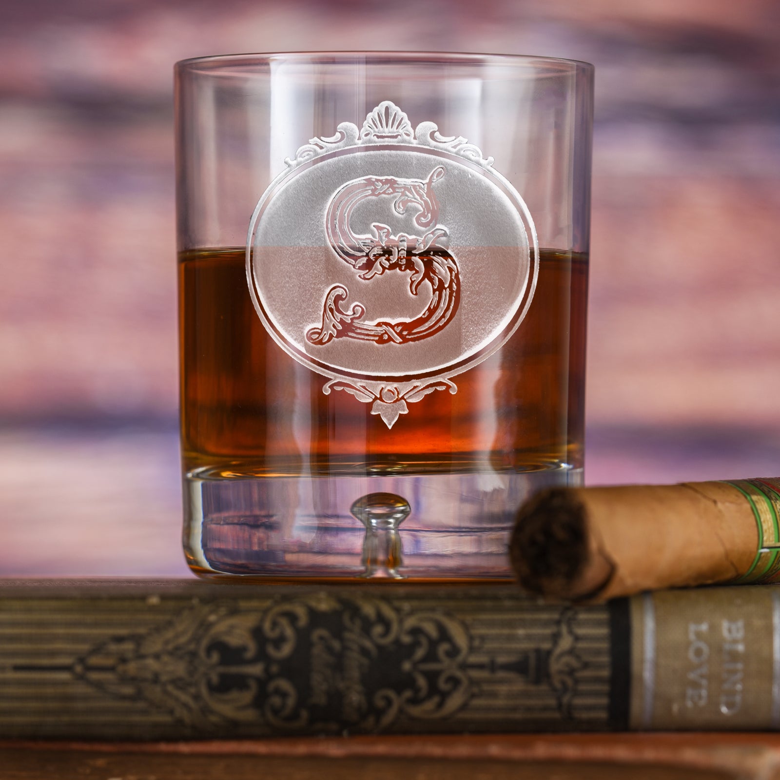 Monogrammed, Personalized Whiskey Glass M21, Crystal