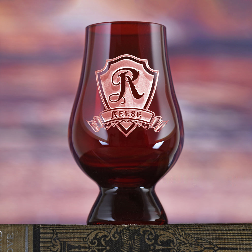 Engraved, Red Glencairn Whisky Glass
